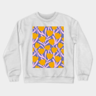 Boho tulips flower pattern in lavender and yellow Crewneck Sweatshirt